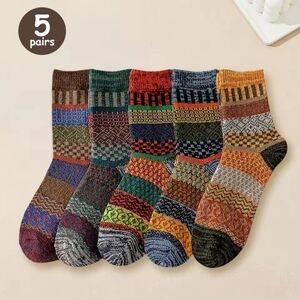 NWT - Wool blend colorful patterned Socks - 5 pair , one size